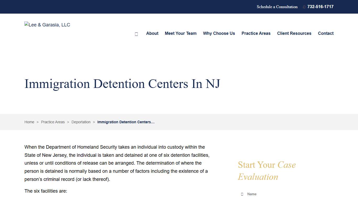 Immigration Detention Centers Lee & Garasia, LLC
