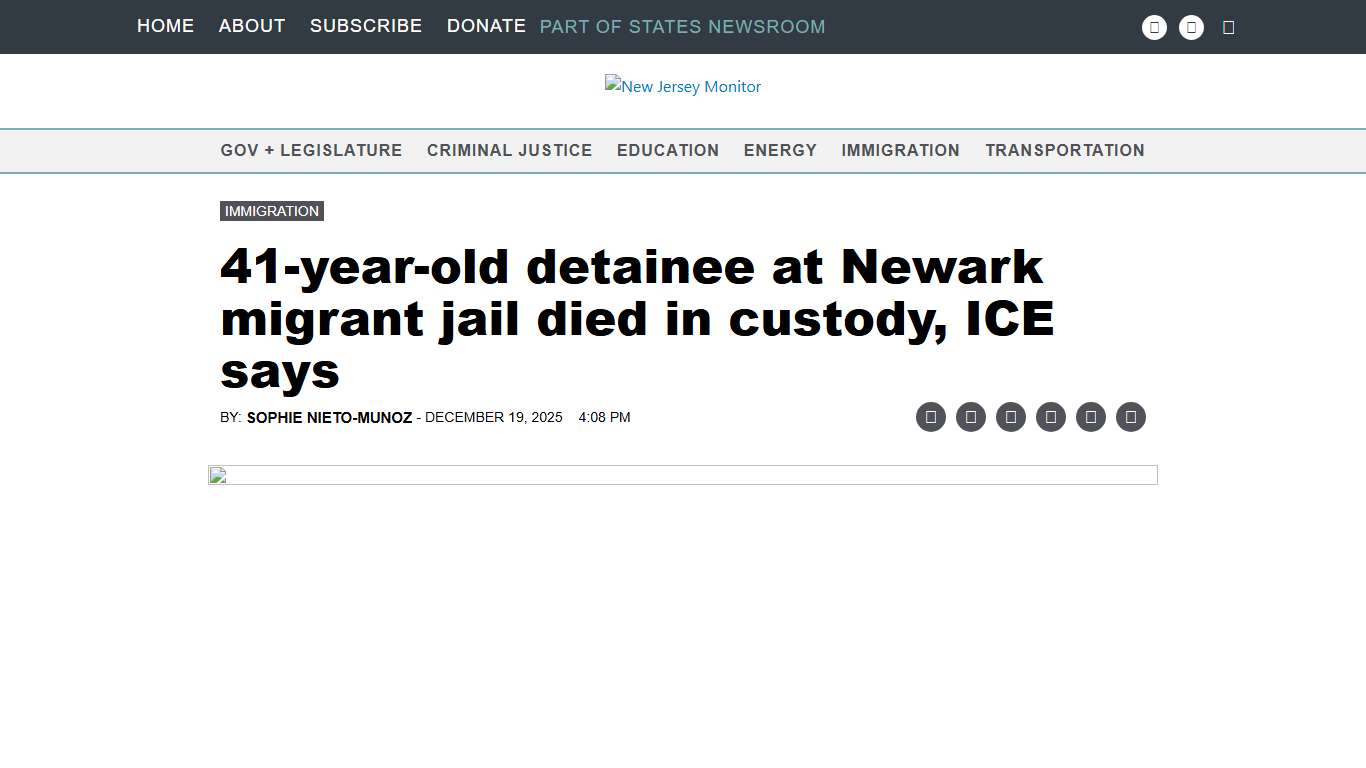 41-year-old detainee at Newark migrant jail died in custody, ICE says • New Jersey Monitor